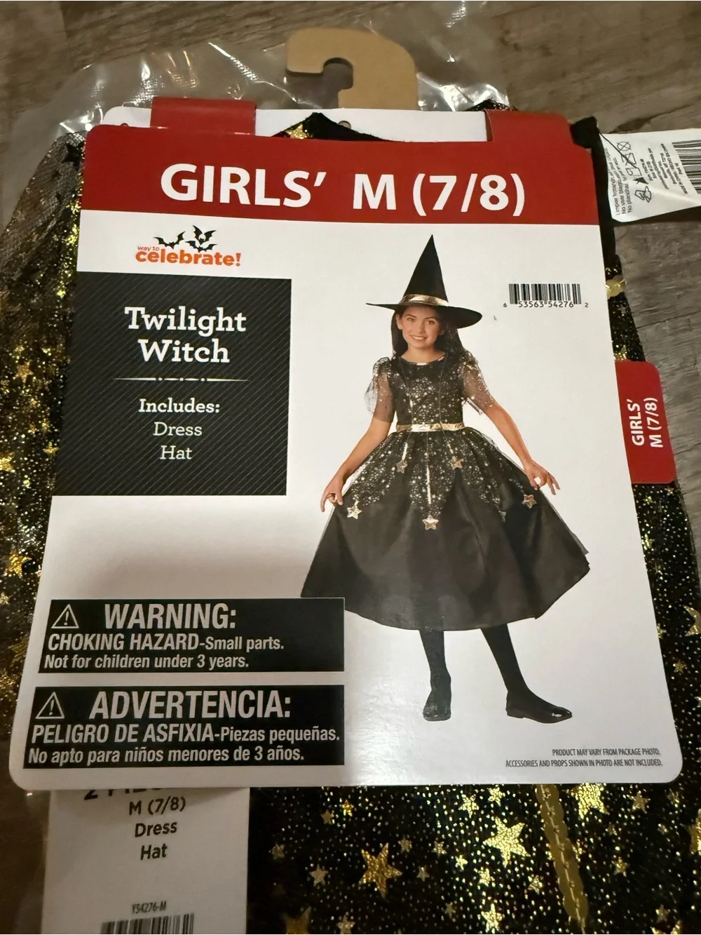 Girls' Twilight Witch Costume - Black & Gold size 6, 7/8, 10/12 available